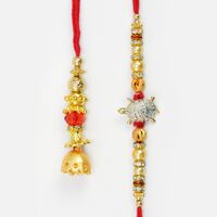Good Luck Tortoise and Beaded Bhaiya Bhabhi Rakhis Marvelous Set of 2