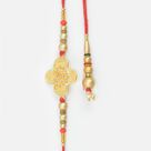 Golden Unique Style Brother Rakhi with Matching Nice Looking Lumba Rakhi Set of 2