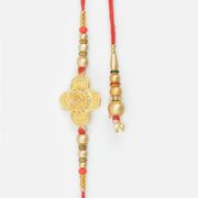 Golden Unique Style Brother Rakhi with Matching Nice Looking Lumba Rakhi Set of 2