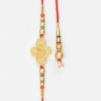 Golden Unique Style Brother Rakhi with Matching Nice Looking Lumba Rakhi Set of 2