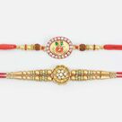 Floral Shape and Lort Ganesha on Golden Base New Stylish Unique Amazing Brother Rakhis