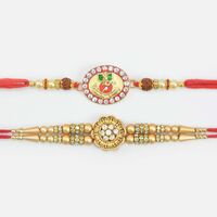 Floral Shape and Lort Ganesha on Golden Base New Stylish Unique Amazing Brother Rakhis