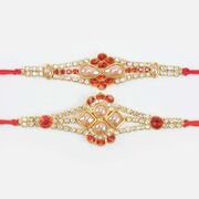 Amazing Work of Pearl and Diamond Dazzling Brother Rakhis Set of 2