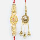 Peacock Inside Ring Best Looking Bhabhi Lumba Rakhi and Jewel Bhai Rakhi Set of 2