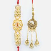 Peacock Inside Ring Best Looking Bhabhi Lumba Rakhi and Jewel Bhai Rakhi Set of 2