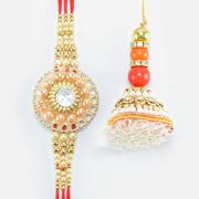 Rich Looking Bhaiya Bhabhi Premium Amazing Zardosi Work Rakhis