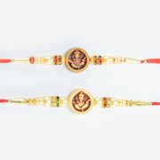 Marvelous Diving Ganesha Pear in Mauli Amazing Rakhis Set of 2