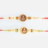 Marvelous Diving Ganesha Pear in Mauli Amazing Rakhis Set of 2