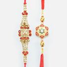 Pearl in Mid of Jewel and Flower Fine Work Two Attractive Beautiful Rakhi Set 