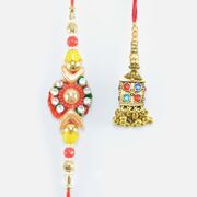 Unique and Antique Designed Attractive Zardosi Brother Rakhi and Metallic Beads Lumba Rakhi