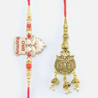 Amazing Bro Written Beard Rakhi for Bhai with Two Small Duck Designer Lumba Rakhi