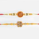 Shri Ganesha and Divine Swastika Flower Stunning Rakhis for Brother Set of 2