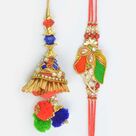 Colorful Awesome Looking Best Designer Bhaiya Bhabhi Zardosi Rakhis