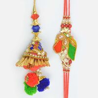 Colorful Awesome Looking Best Designer Bhaiya Bhabhi Zardosi Rakhis
