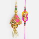 Pink Color Highlighted Attractive Stunning Looking Bhaiya Bhabhi Rakhis 