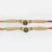 Small Cute Ganesha with Beads Special Divine 2 Brother Rakhis