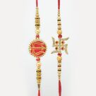 Auspicious Trishul and Swastika Divine Beds Mauli Brother Rakhi Set