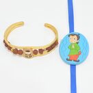 Auspicious Shivling and Rudraksha Pattern Bhaiya Bracelet with Chota Bheem Kid Rakhi