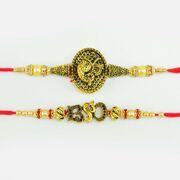 Beautiful Golden Ganesha with Bro Ganesha Rakhi