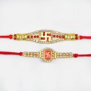 Divine Golden Swastik Rakhi Set of 2