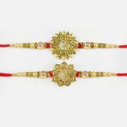 Flower Shape Om Designer Pearl Rakhi set of 2