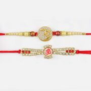 Designer Om Rakhi with Studded Diamond Om Mauli Rakhi