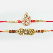 Spirictual Lord Krishna Symbol Rakhi with Rudraksha Peacock Rakhi