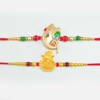Beautiful Lord Ganesha Rakhi with Golden Ganesha Rakhi One