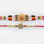 Encouraging Om Rakhi In 3 Thread And Diamond Rakhi
