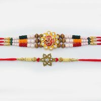 Encouraging Om Rakhi In 3 Thread And Diamond Rakhi
