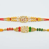 Ek Omkar Rakhi with Sandalwood Beads And Diamonds