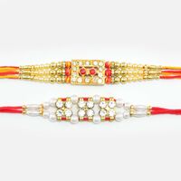 Golden Pearls Rakhi with White Pearls Rakhi