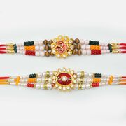Multicolor Om Rakhi with Pearls Rakhi In Mauli Dori