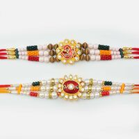Multicolor Om Rakhi with Pearls Rakhi In Mauli Dori