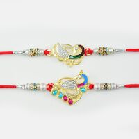 Shocking Peacock Designer Rakhi In Pearls And Diamonds