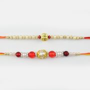 Multicolor Pearls Thread Rakhi Set of 2