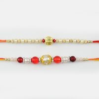 Multicolor Pearls Thread Rakhi Set of 2