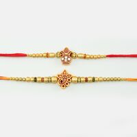Golden Color Ganesha And Kalash Designer Rakhi