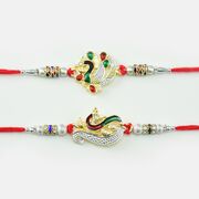Beautiful Designed Peacock Silver Rakhi Set 