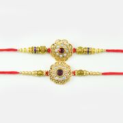 Attractive Round Designer Center Diamond Pearl Rakhi Set