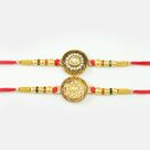 Coin Designed Diamond And Pearl rakhi Set of 2