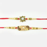 Attractive Central Designer Diamond Rakhi set of 2