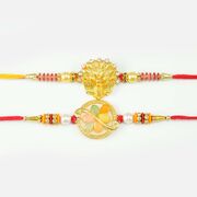 Beautiful Peacock Designer White And Golden Pearls Rakhi