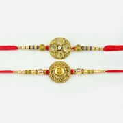 Beautiful Om Designer Centeral diamond Rakhi Set of 2
