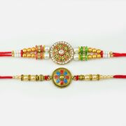 Graceful Designer Studded Diamonds Rakhi Set of 2