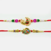 Traditional Designed Peacock Rakhi In Diamond