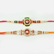 Round Shape Diamond Mauli Rakhi Set of 2