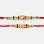 Stunning Sandalwood Designer Rakhi with Golden Rakhi