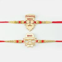 Amazing Mustache Rakhi In Golden Color