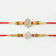Silver Color Ganesh Ji And Amazing Swastik Rakhi